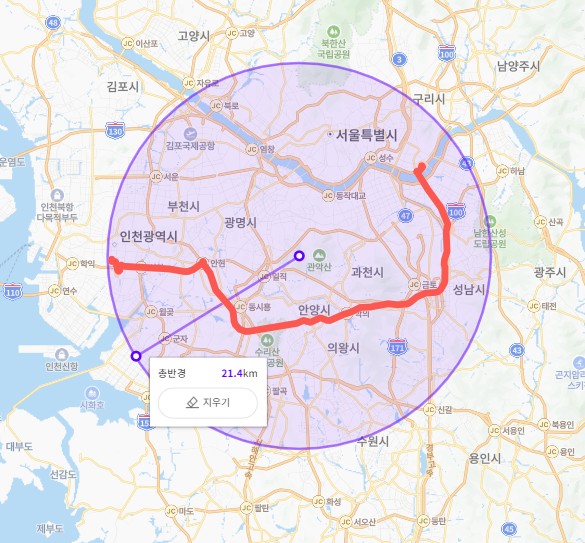 1801번버스 노선도